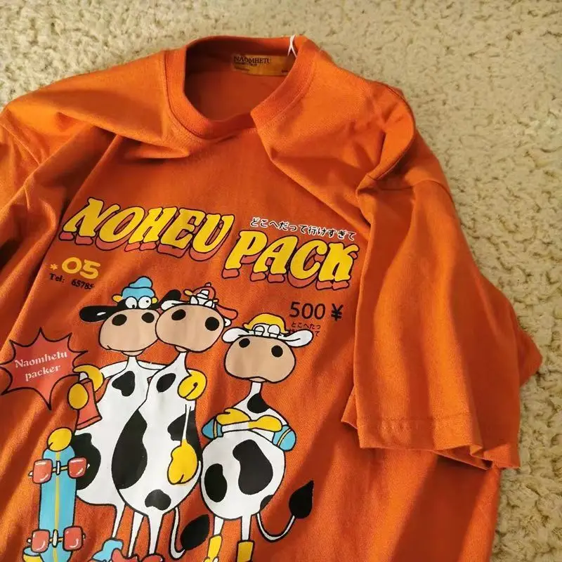 

Футболка женская хлопковая с принтом коровы, братьев, скейтбордов