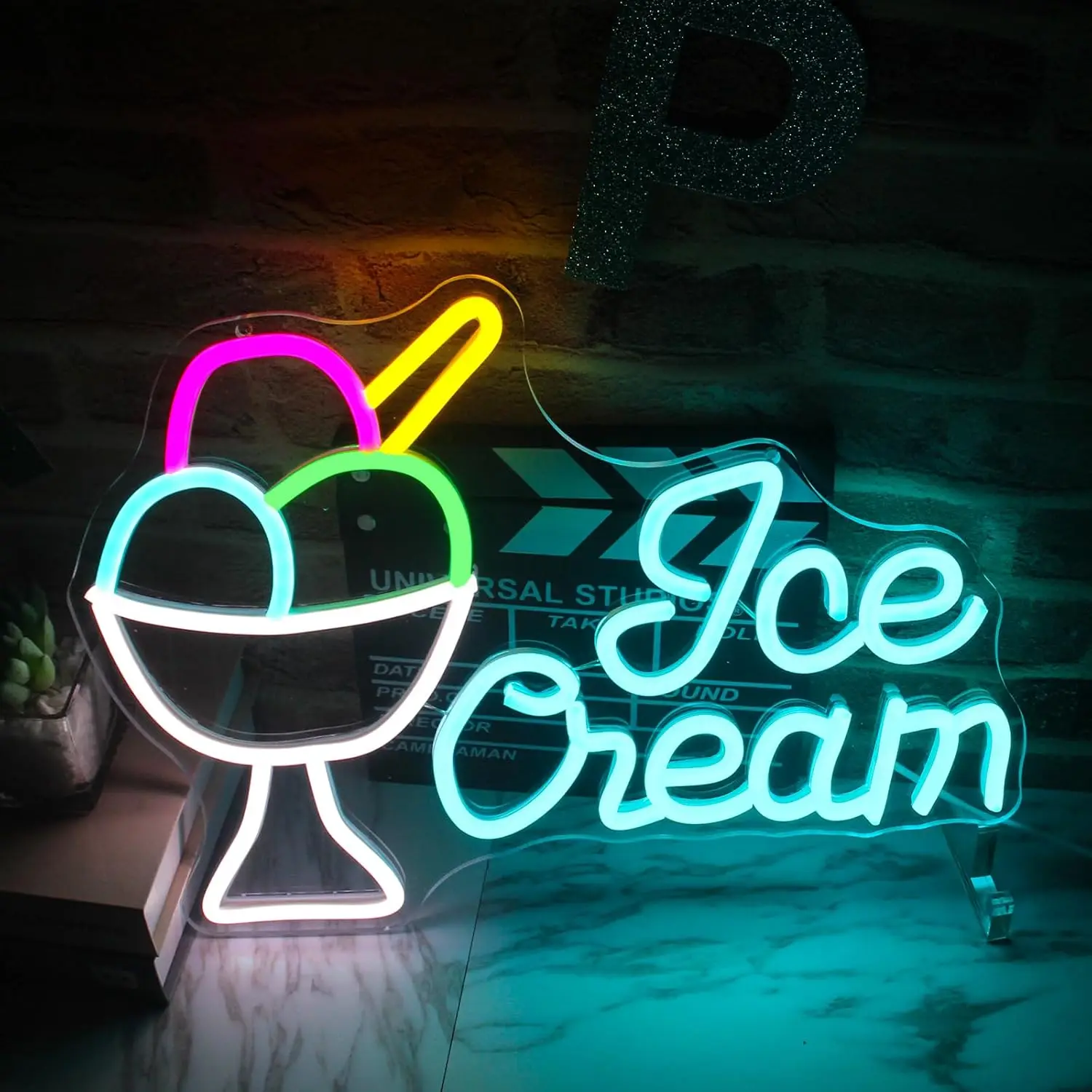 Неоновые вывески для мороженого украшение стен на день рождения и Рождество
