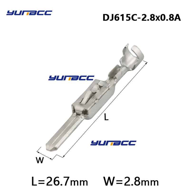 

50 Pcs H62 Brass Tinned Wiring Copper Terminals Automotive Connector Male 2.8 MM Pins DJ615C-2.8*0.8A G398