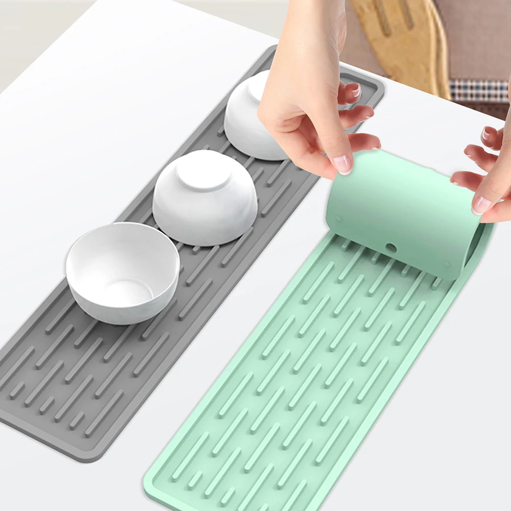 

Silicone Tableware Cushion Anti Slip Sink Tray Kitchenware Protection Mat Dish Drying Cushion Pad Storage Sink Drain Splash Mat