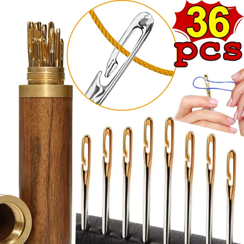 

12/24/36Pcs Blind Needle Elderly Needle-side Hole Hand Household Sewing Stainless Steel Sewing Needless Threading Diy Jewelry