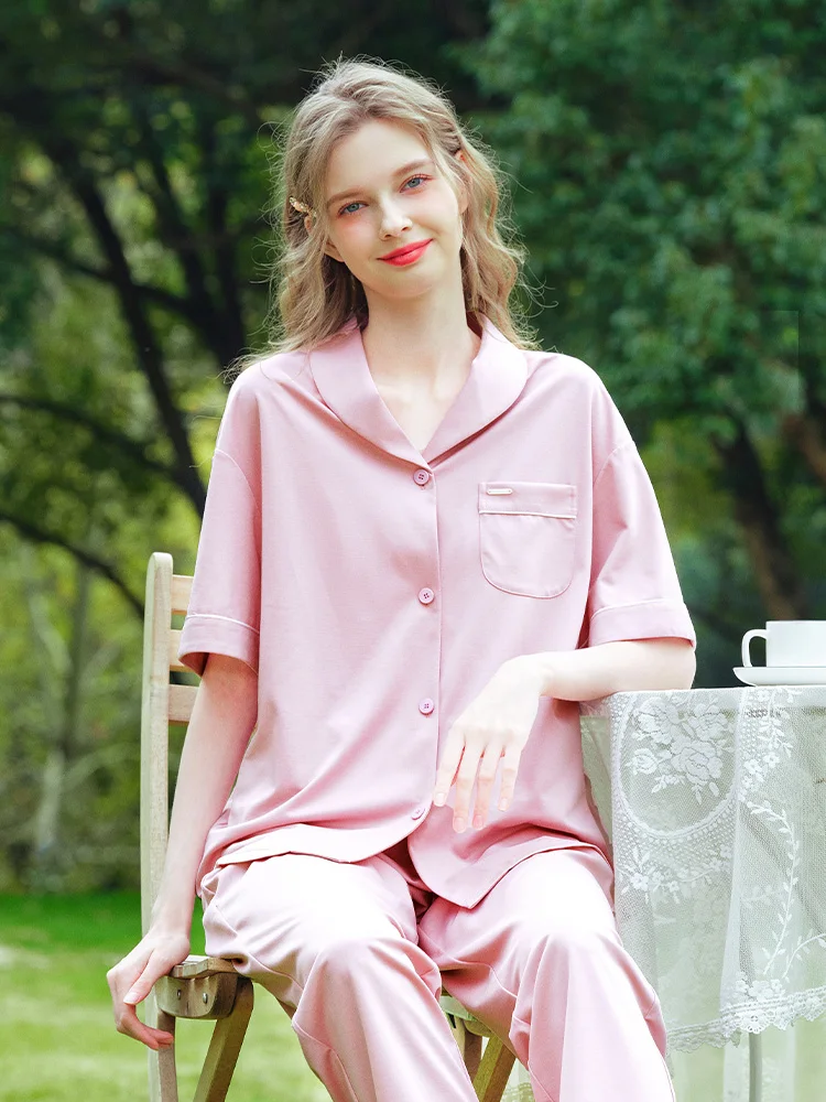 [Special Offer s] American Standard New Short sleeve Cotton Pajamas Set Women Spring and Summer Casual Fashion ...