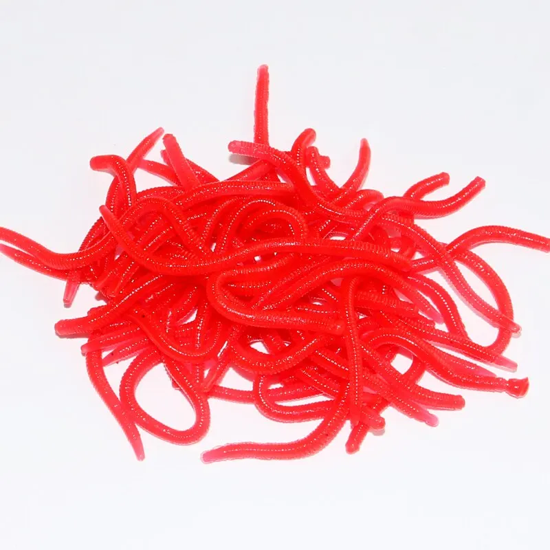 

8-10cm Lifelike Red WormSoft Lure Silicone Simulation Earthworm Fluorescen Artificial Bait Fishy Smell Shrimp Additive Bass