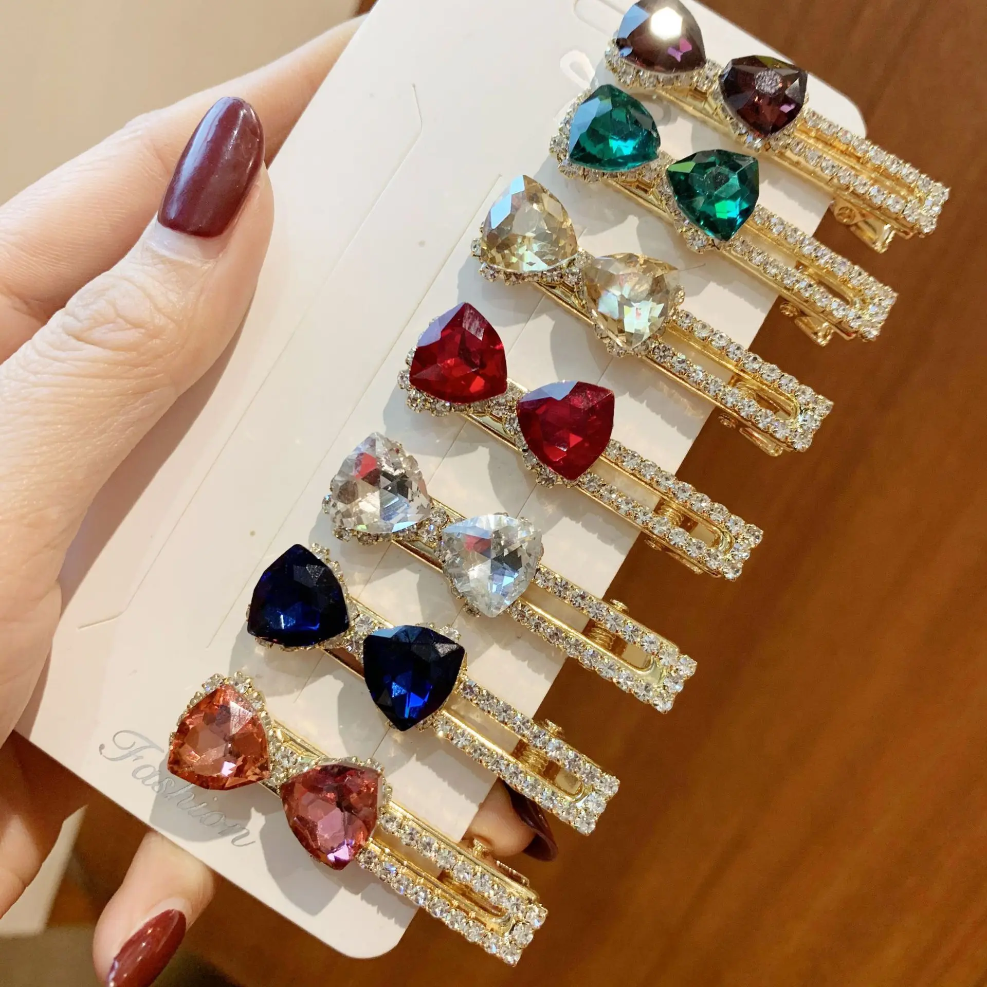 Crystal Bow One Line Hair Clip With Duckbill Side Clip And Fresh Girl Fashion Hair Accessories