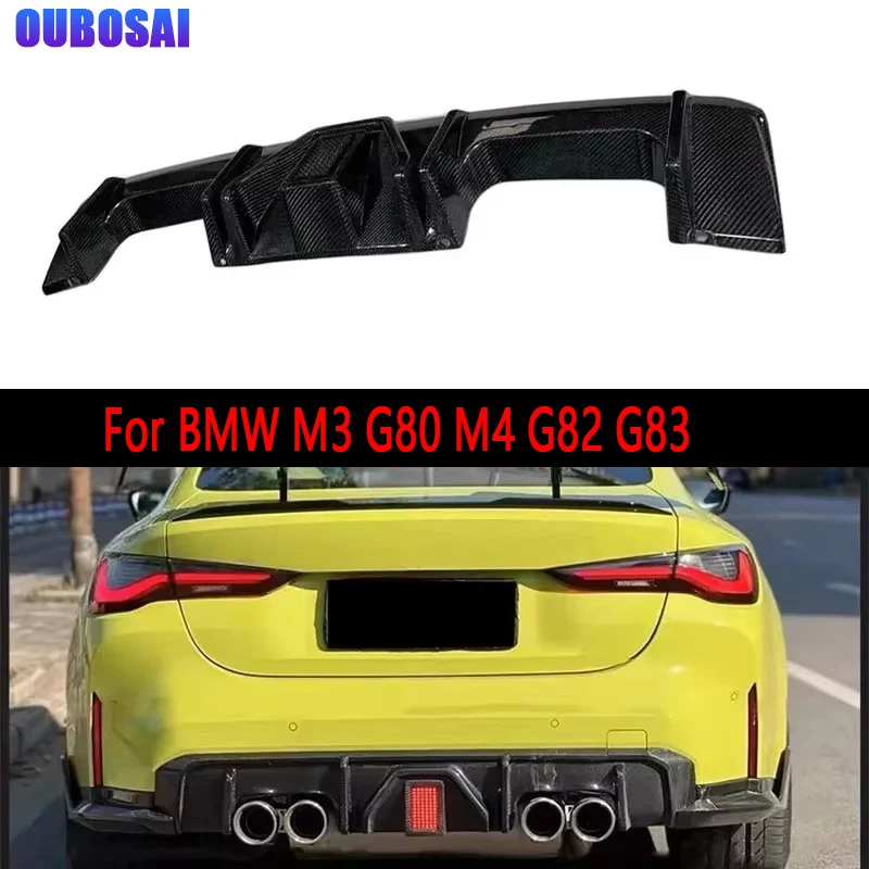 Фото Для BMW M3 G80 M4 G82 G83 2021+ Карбоновый задний диффузор бампера, задние сплиттеры, спойлер, задняя накладка, комплект обвеса №1