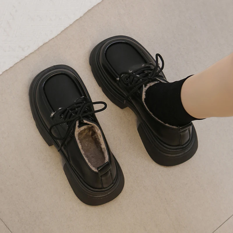 Кроссовки женские с круглым носком повседневные оксфорды платформа плоская