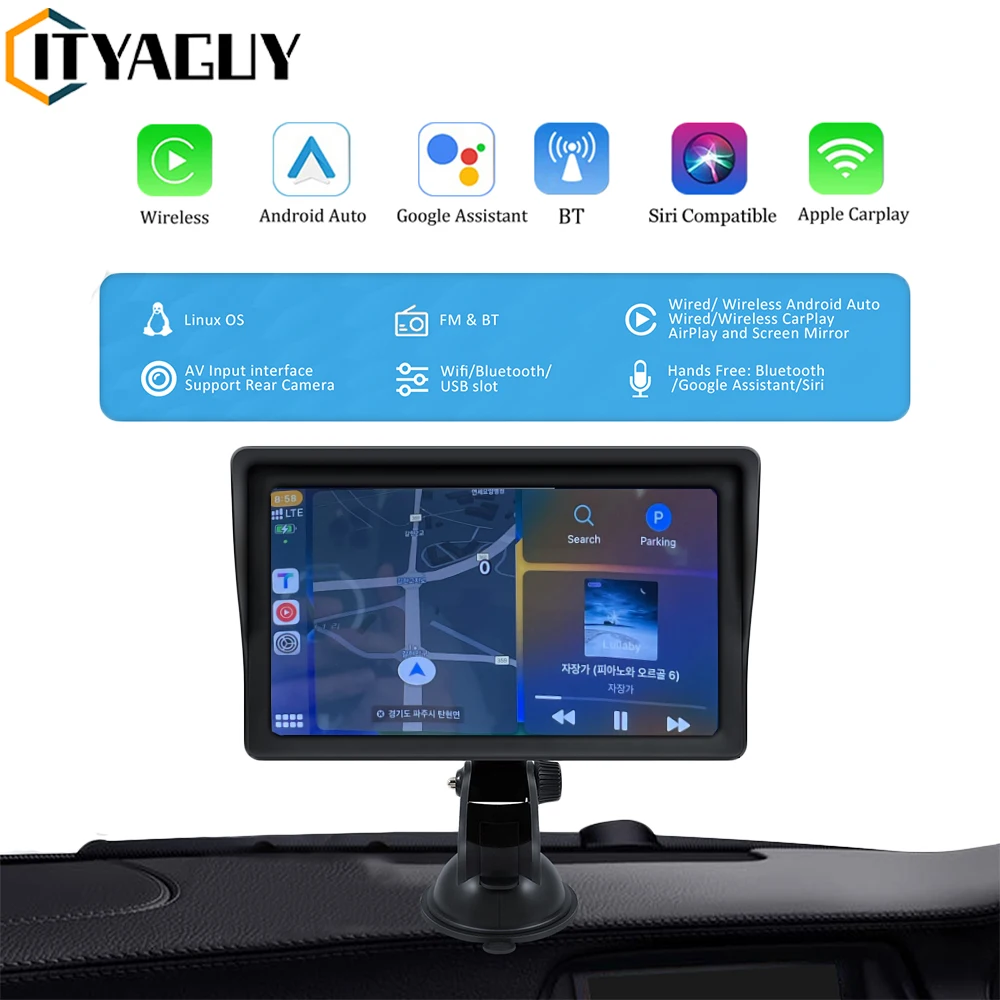 

1024x600 Универсальный 7-дюймовый автомобильный радиоприемник мультимедийный видеоплеер Carplay и беспроводной Android автомобильный навигатор с сенсорным экраном