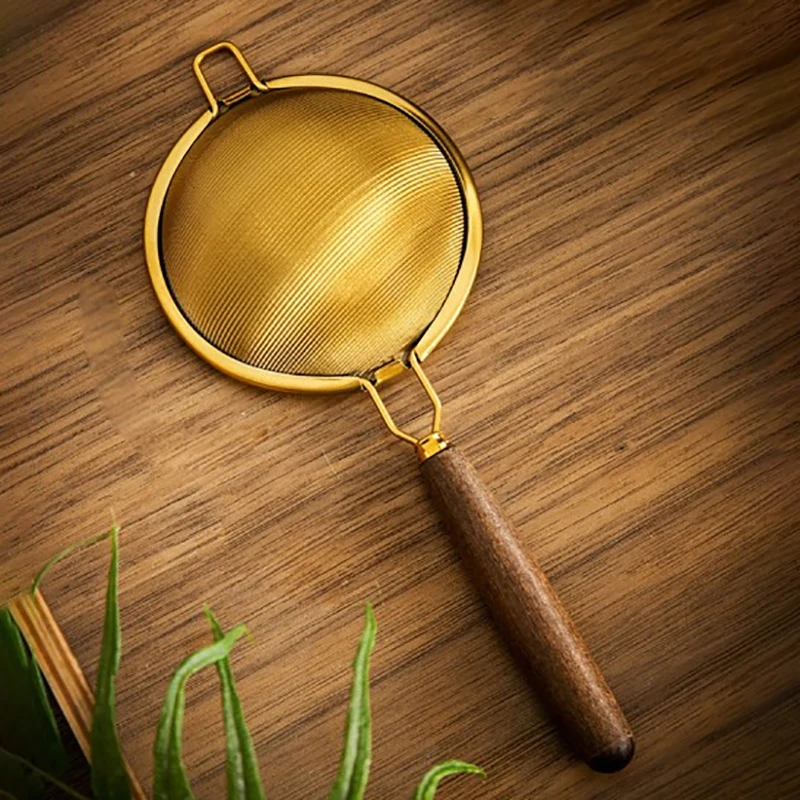 Сетчатый сито из нержавеющей стали с деревянной ручкой