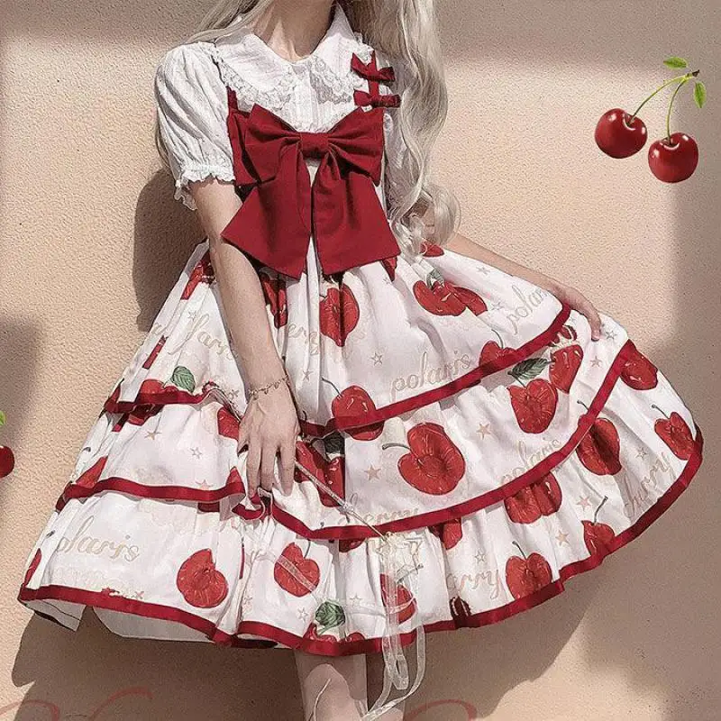 Вишневая Корона JSK кавайное японское чайное платье принцессы без рукавов