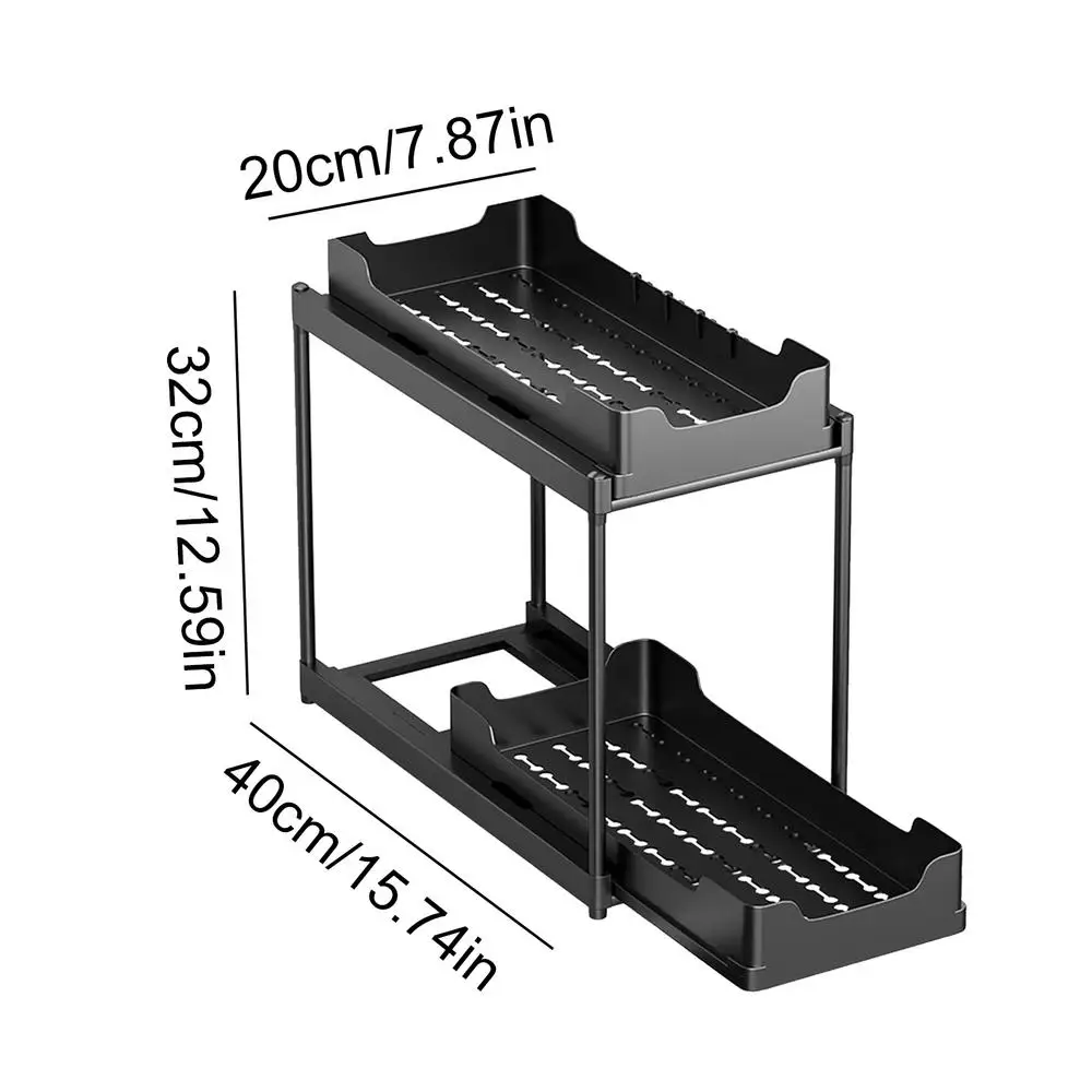 

Органайзер под раковину, 2-уровневый выдвижной органайзер для кухонного шкафа с выдвижным ящиком, многофункциональный органайзер для подмышки