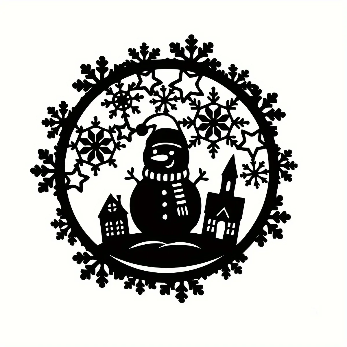 Металлическое украшение на стену HelloYoung Snowman Design Зимний венок со снежинками