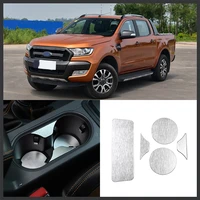 for 2015 2021 ford ranger wildtrak aluminum alloy car front drain cup anti slip mat sticker car interior accessories 5 piece set