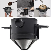 foldable portable coffee filter coffee maker stainless steel tea holder reusable 2 layer mesh paperless pour over coffee dripper