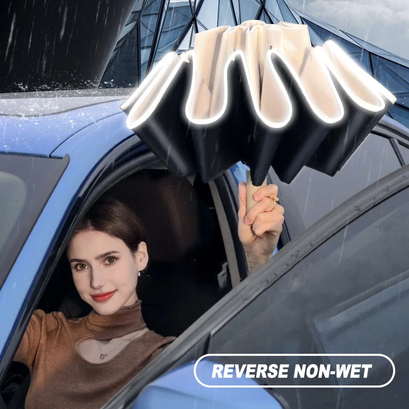 

Дорожный женский ветрозащитный зонт, автомобильные Роскошные зонты с защитой от дождя и солнца, мужские светоотражающие большие автоматические деловые зонты в полоску с 20 ребрами