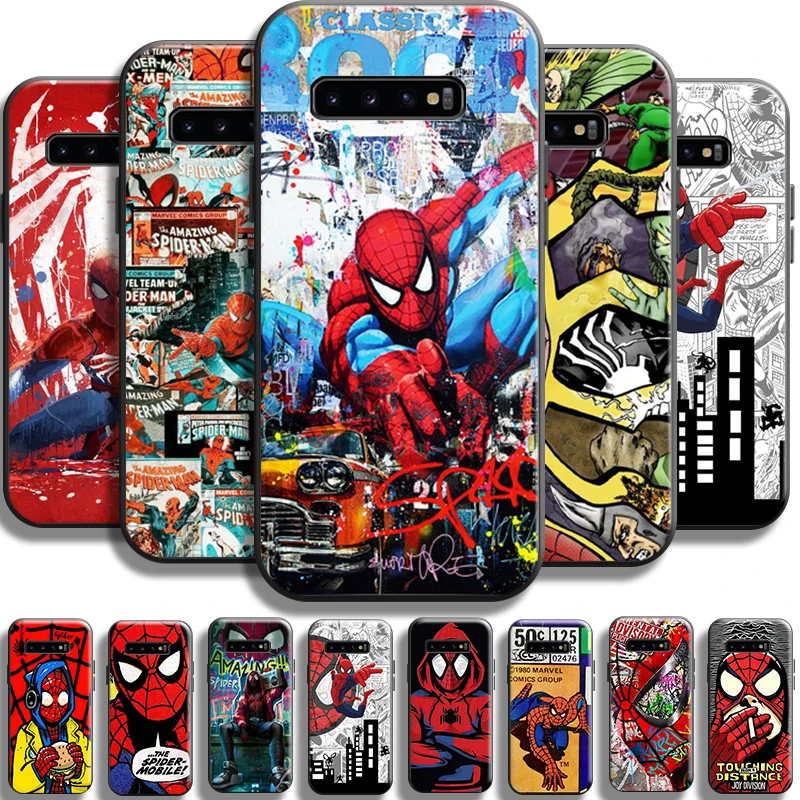 

Avengers Spiderman Comics For Samsung Galaxy S10 S9 S8 Plus Lite S10E S10 5G Phone Case TPU Carcasa Funda Back Black Coque