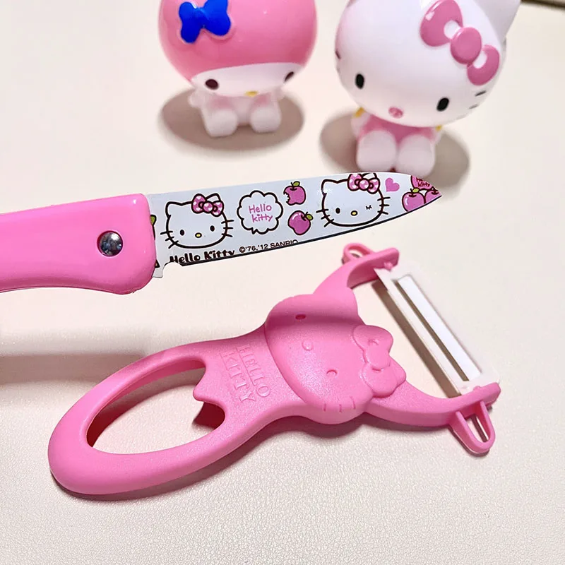 

Kawaii Sanrios kitchenware HelloKittys Cartoon Cute Household Kitchen Stainless Steel Paring Knife Fruit Knife Gift for Girls