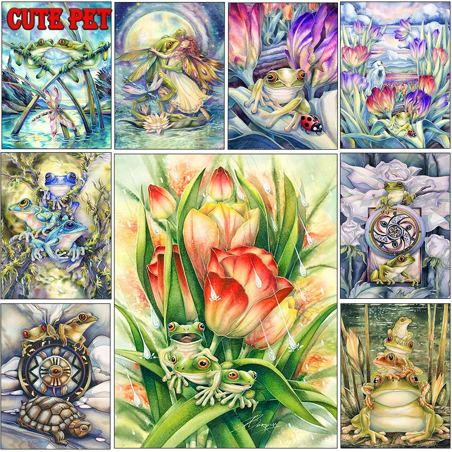 Full Square Round Diamond Painting Frog 5D DIY Embroidery Animals Cross Stitch Mosaic Sale Rhinestone Home Decor Gift