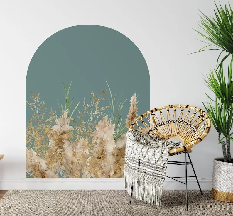 

Boho Large Arch Wall Decal Pampas Grass Colour Block Sticker, LF222
