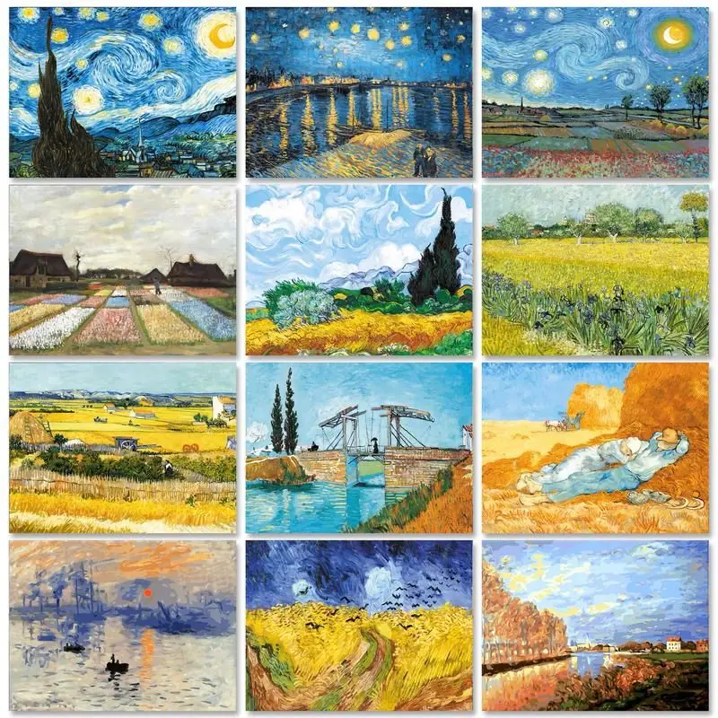 

RUOPOTY Diy Frame Painting By Numbers Kits Famous Picture Landscape Paint With Numbers Handiwork For Home Artwork Diy Crafts
