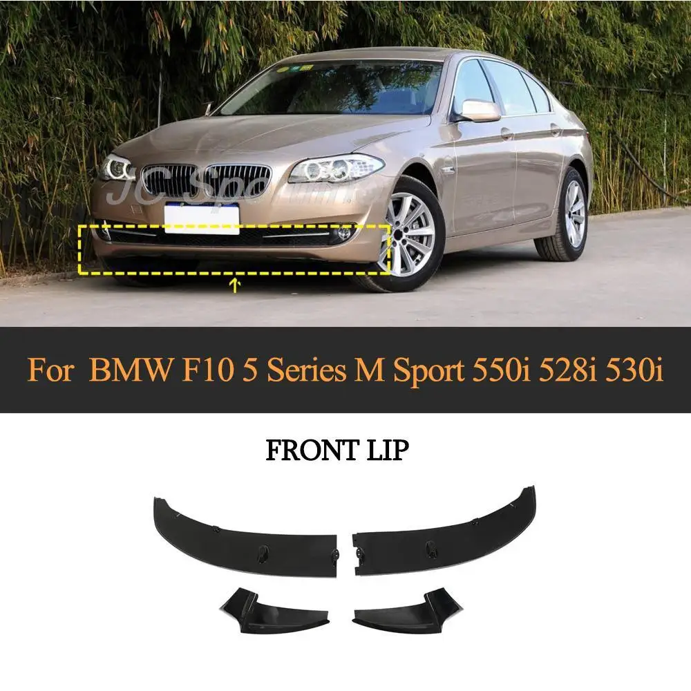 

ABS Gloss Black Front Bumper Lip for BMW 5 Series F10 M Sport 2012-2016 Car Front Lip Chin Spoiler Splitters Carbon Look
