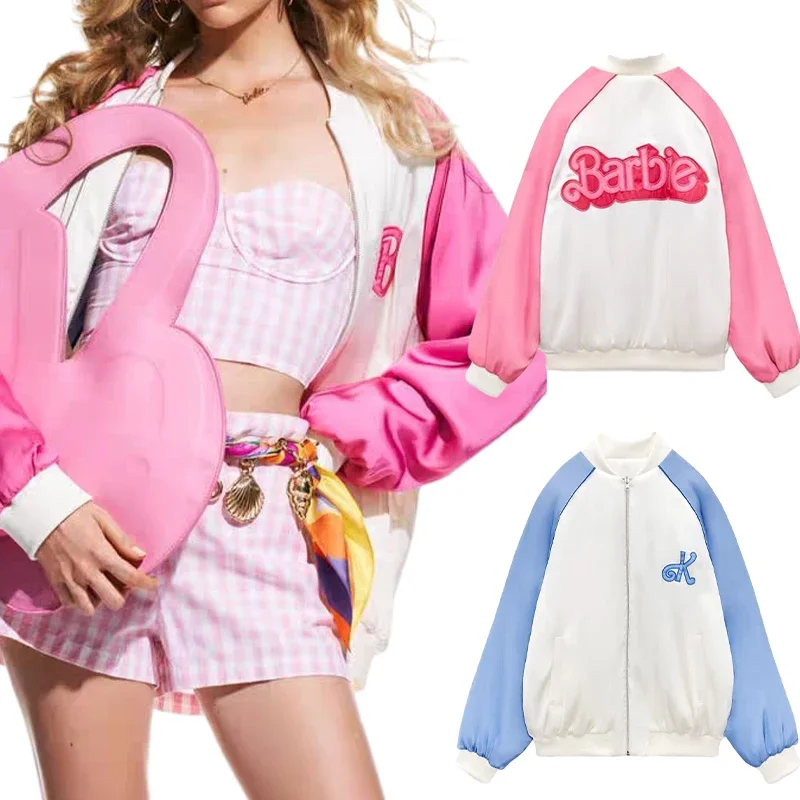 

Модная куртка Барби аниме Kawaii весна-осень парная бейсбольная куртка в студенческом стиле Свободные повседневные топы на молнии подарок