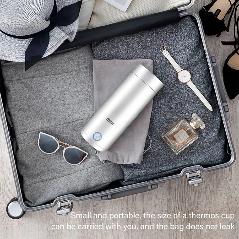 MIUI 400ml Portable Electric Kettle Make Tea Coffee Travel Boil Water Heating Keep Warm Smart Water Kettle Thermoses Thermal Cup