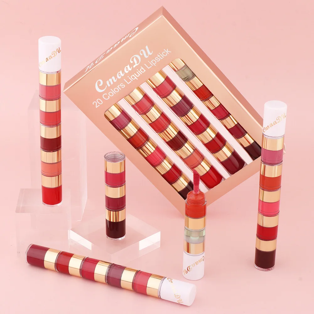 

20 Colors 4 Pieces/Box Velvet Matte Liquid Lipstick Sets Waterproof Long Lasting Red Lip Gloss Set Sexy Makeup Cosmetic Kit