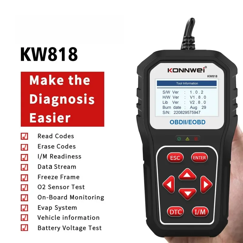 Фото Автомобильный диагностический сканер KW818 ELM327 MS509 U581 VS600450 №1