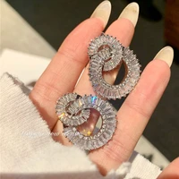 korean original bling crystal geometry exquisite earrings for women 2022 new fashion statement earrings party jewelry female