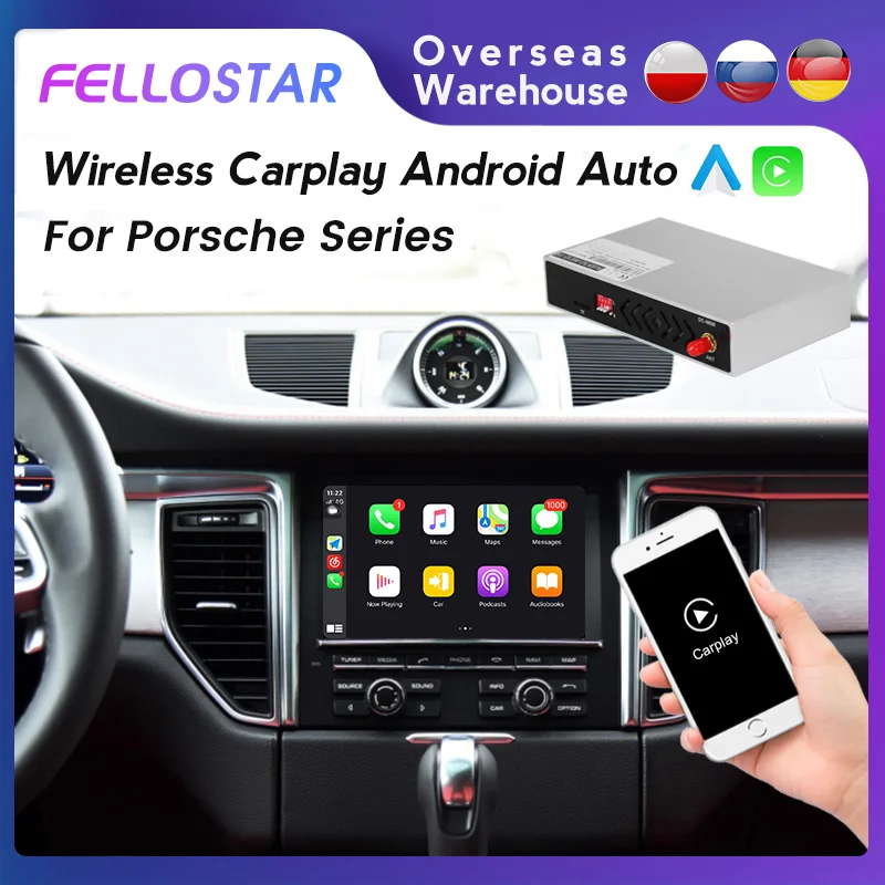 

Беспроводной автомобильный декодер Apple CarPlay для серии Porsche PCM3.1/4.0, Поддержка Siri Mirror Link, воспроизведение видео, управление рулевым колесом