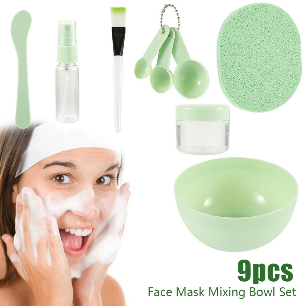 

9Pcs DIY Face Mask Mixing Bowl Set Spoon Brush Mixing Makeup Beauty Home Tools