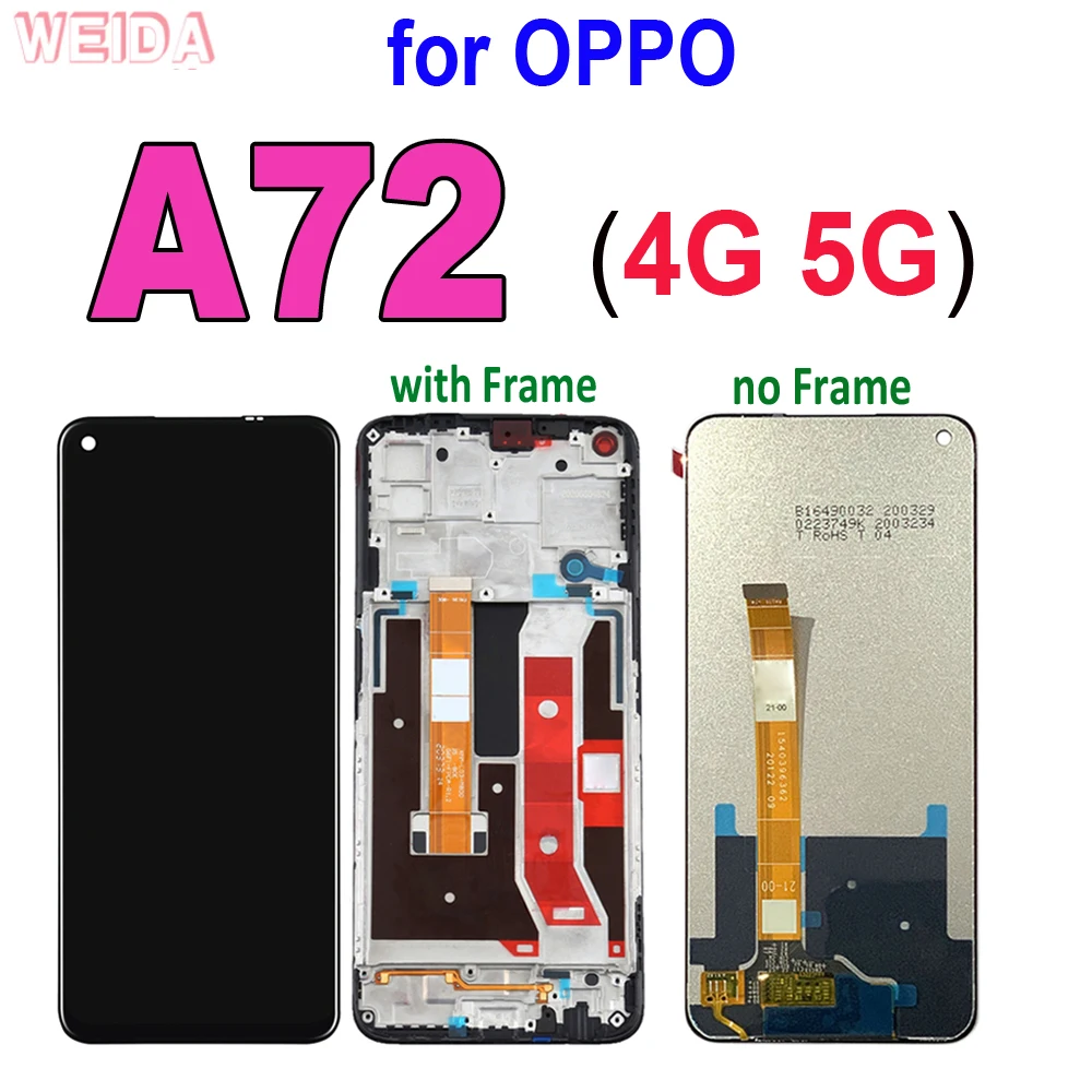 

6.5" Original for OPPO A72 4G 5G LCD Display Touch Screen Digitizer Assembly Frame Replacement for OPPO A72 LCD CPH2067 PDYM20