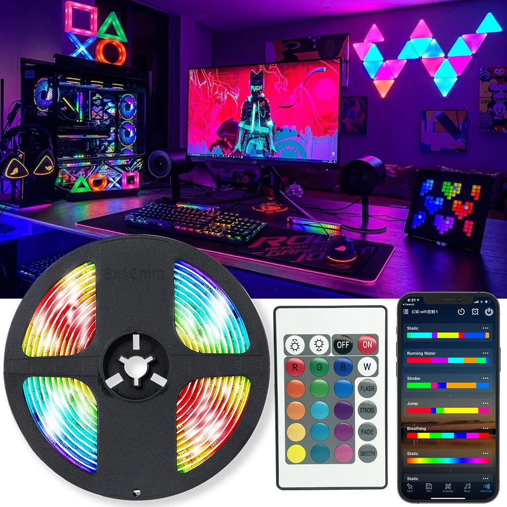 

Светодиодная лента USB RGBIC WS2812B RGB 5050 2835, различные контроллеры, простота установки и украшения, выберите подходящую Вам световую ленту