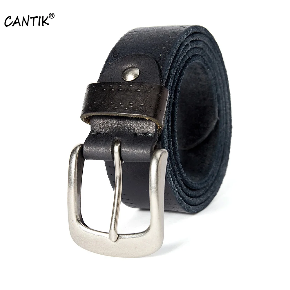 CANTIK Men's Retro Style Pin Buckle Belt Top Quality Solid Cow Genuine Leather Belts Jeans Accessories for Men Freeshipping 532