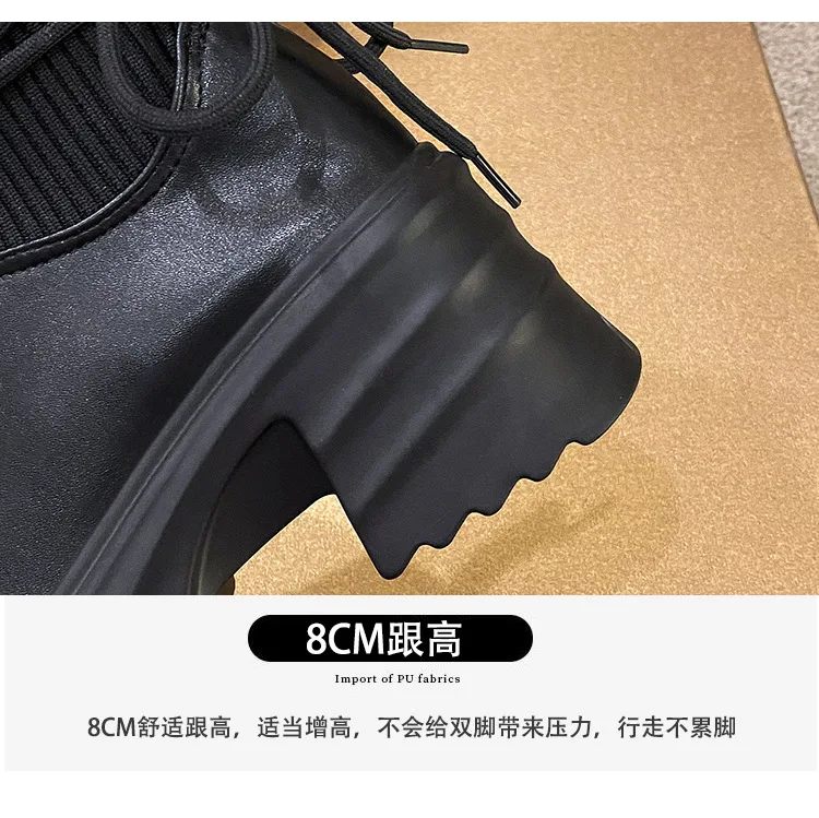 2023 Women Ankle Boots Chelsea Plush Warm Soft Sole Ladies Round Chunky Lace Up Winter Female Platform Shoes 35-39