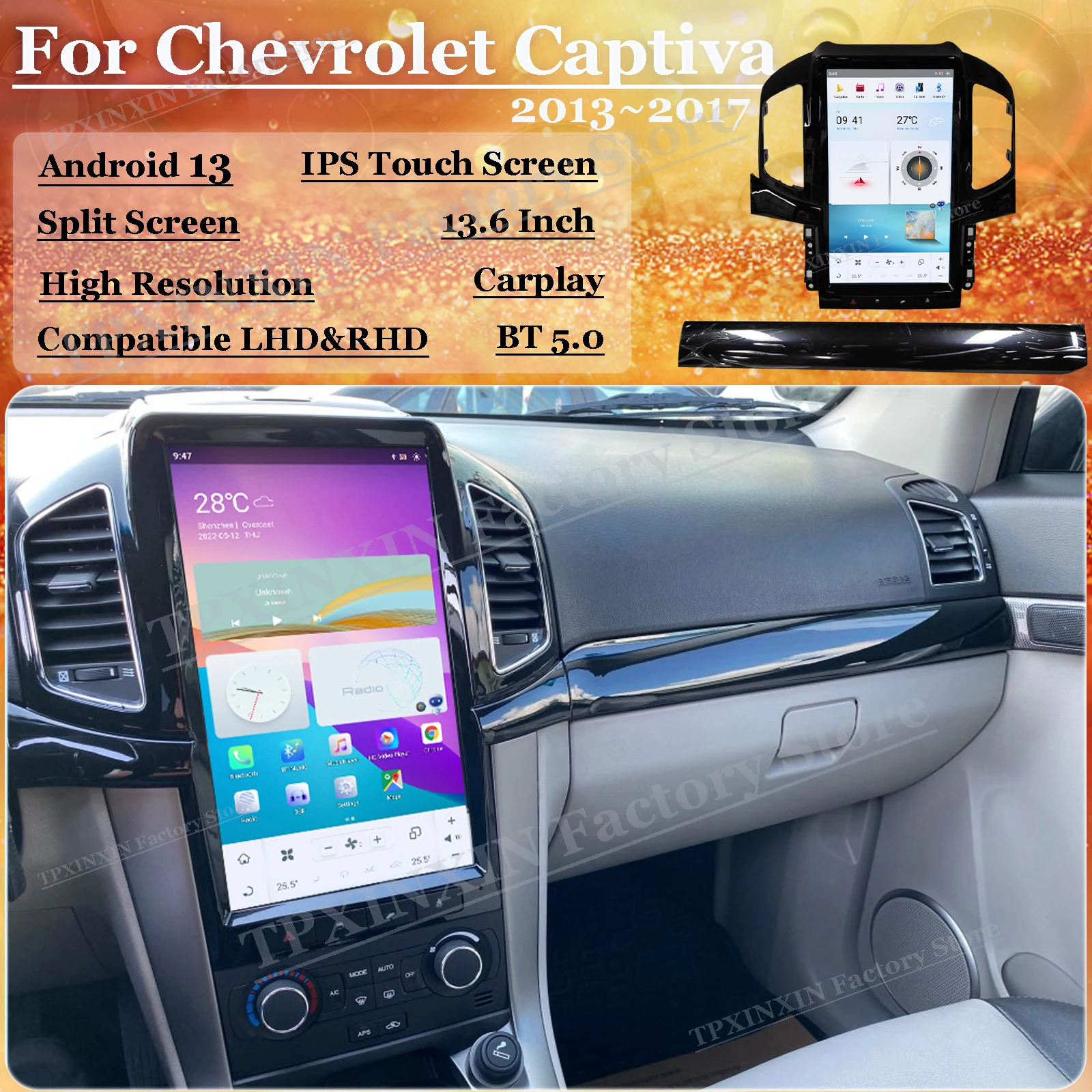 13 6-дюймовый экран Qualcomm Android Auto для Chevrolet Captiva 2013 ~ 2017 GPS-навигация аудио радио