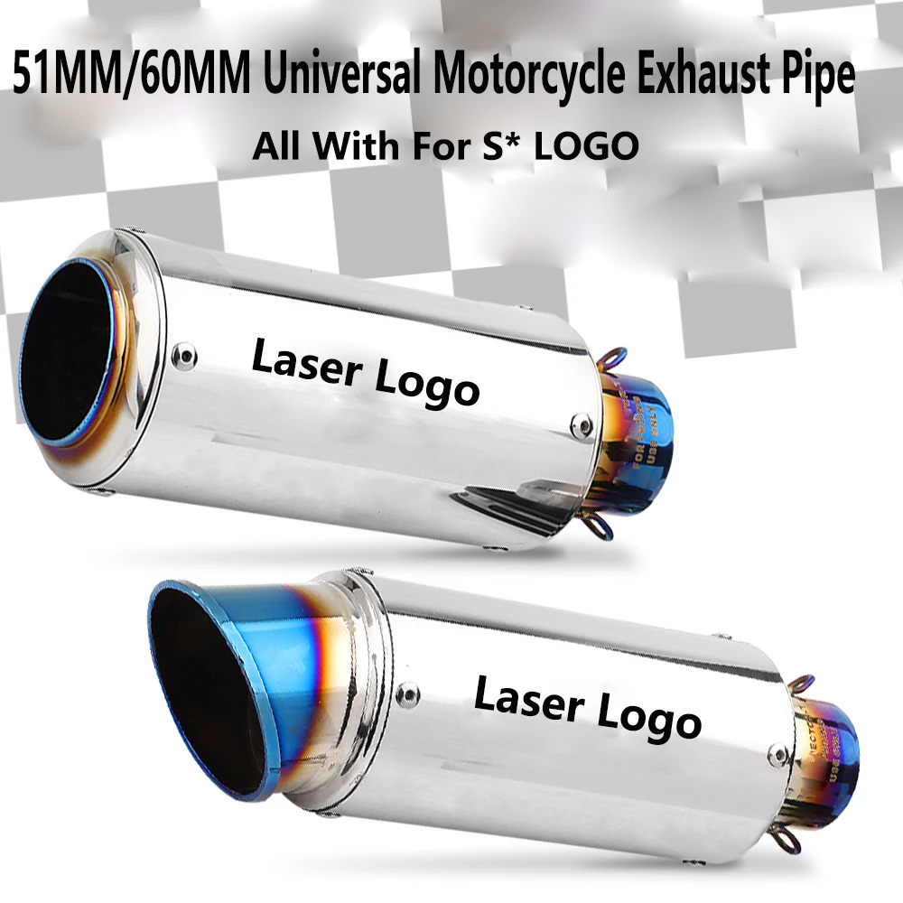 

51mm 60mm motocross racing motorcycle muffler motorcycle exhaust pipe for yamaha r3 r6 fz6 mt07 mt09 mt10 tmax 530 tmax 500