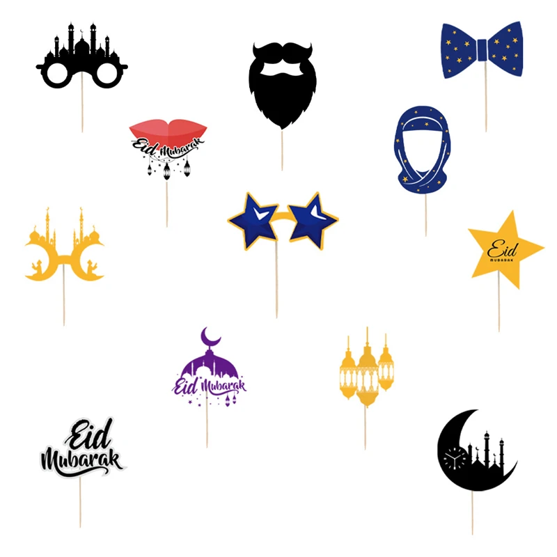 

6pcs/set New Muslim Islam Happy Eid Mubarak Cute Cake Topper Celebrating Ramadan Baking Cake Decorations Eid Al-Fitr Decoration