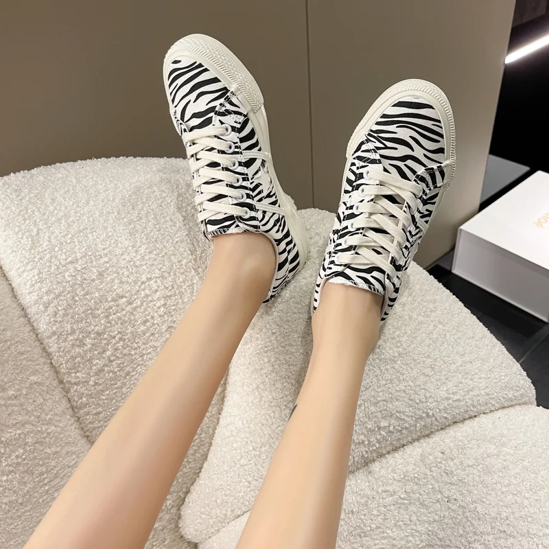 

Women's Sneakers Flats 2022 Spring Cozy Shoes for Woman Flat Heel Casual Zebra Shoes Female Vulcanize Sport Zapatillas Mujer