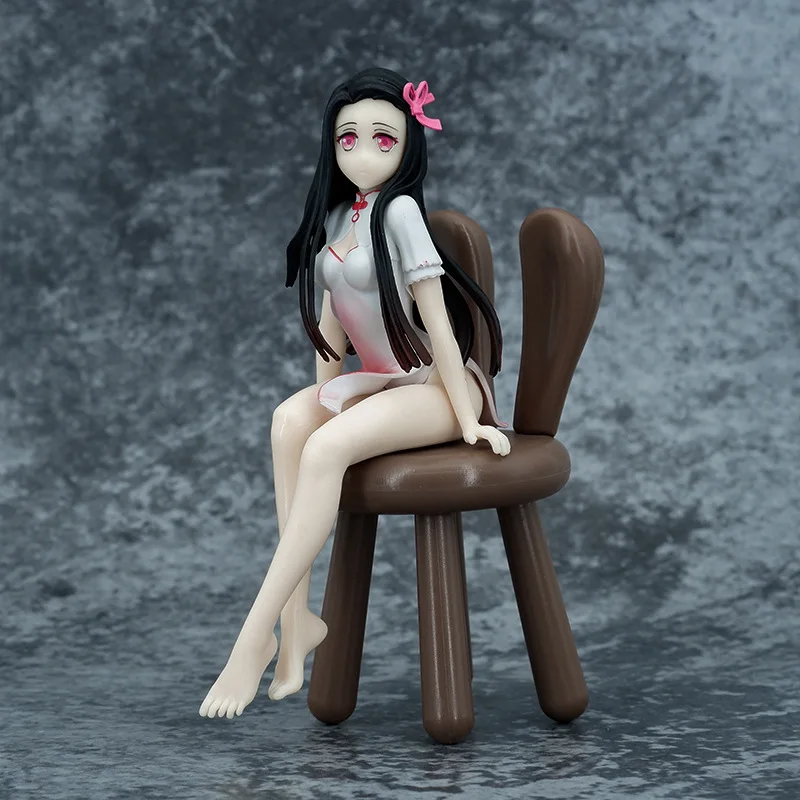 

2023 Anime Figure Demon Slayer Kamado Nezuko bunny Sitting Position Cheongsam Kasugano Sora Model PVC Gift Collection Toy 14CM
