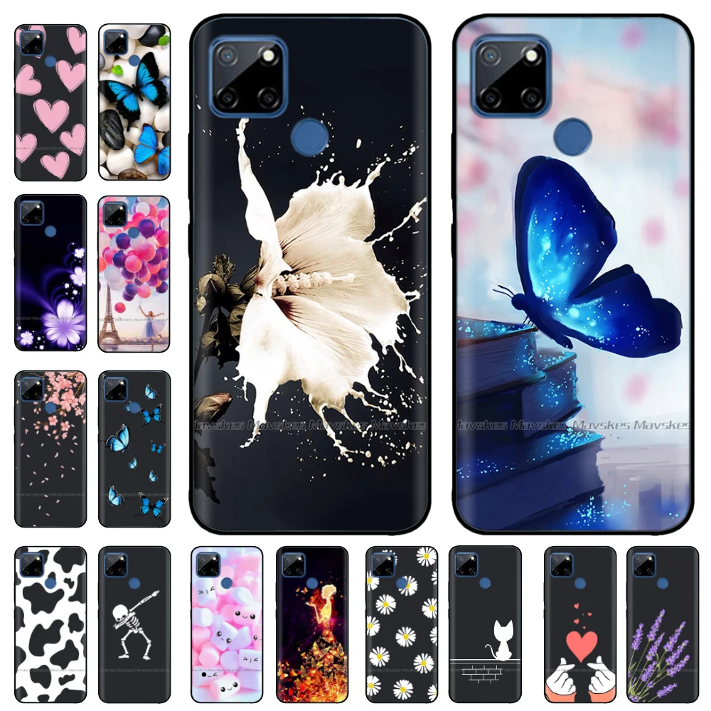 

For Realme 7i RMX2193 Case 6.5'' Soft Black Silicone Back Case for OPPO Realme C12 Phone Case Back Cover Realme7i RMX2103 Fundas