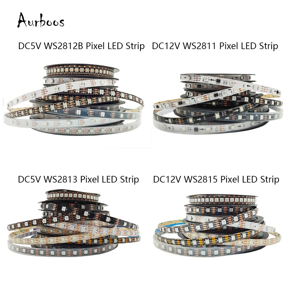 

WS2811 WS2815 WS2813 WS2812B RGB Светодиодная лента WS2812 индивидуально Адресуемая 30/60/144 пикселей/светодиодов/м