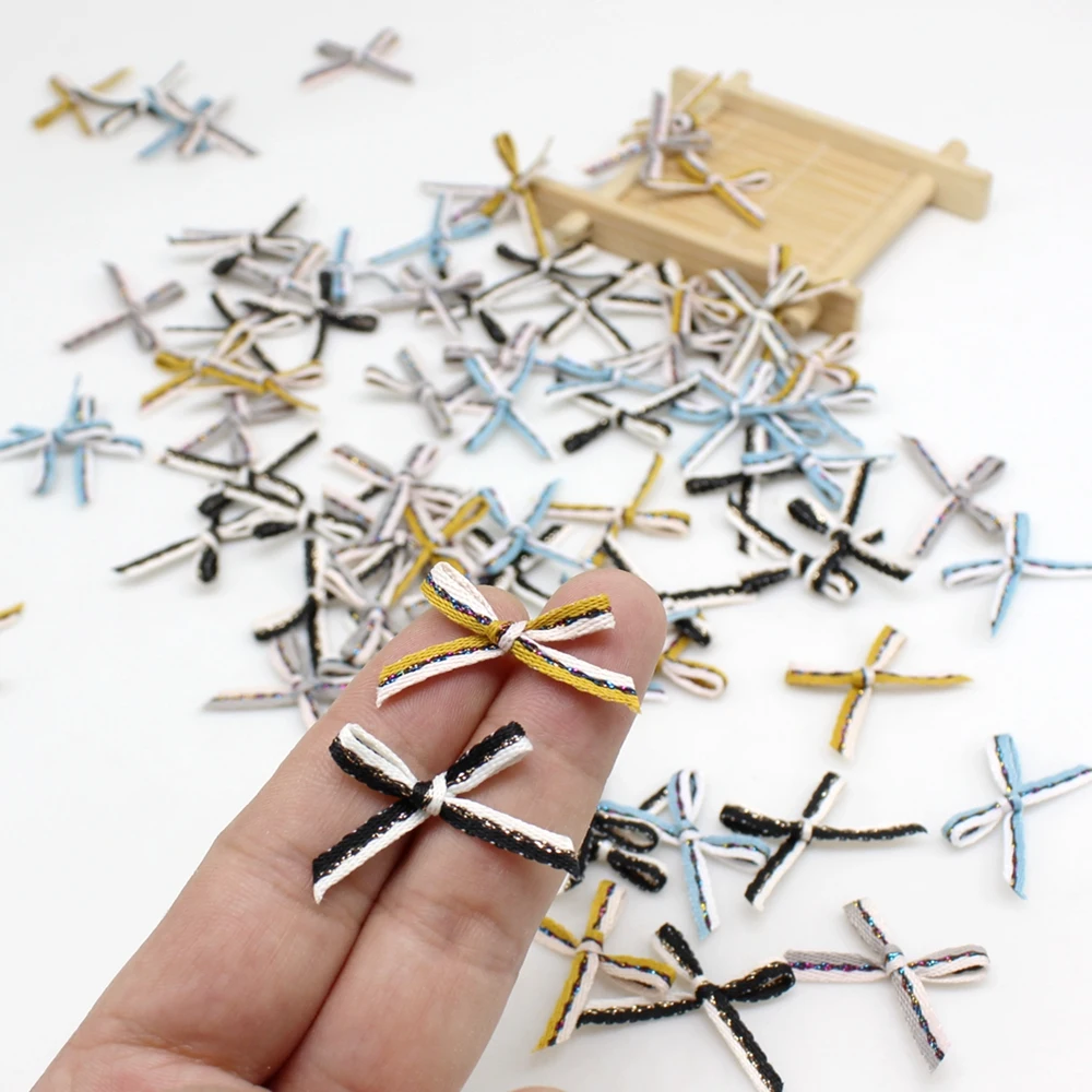

100pcs or 200pcs 25mm Small Polyester Satin Ribbon Bow Tie for Wedding Scrapbooking Embellishment Crafts Decoration Appliques