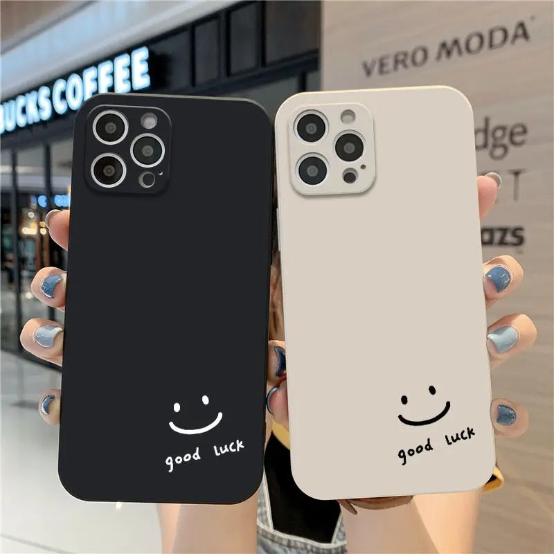 

Simple Smiling Face Korean Phone Case For Funda iPhone 11 13 12 Pro Max 12 13 Mini X XR XS MAX SE 2020 7 8 6s Plus Soft Case