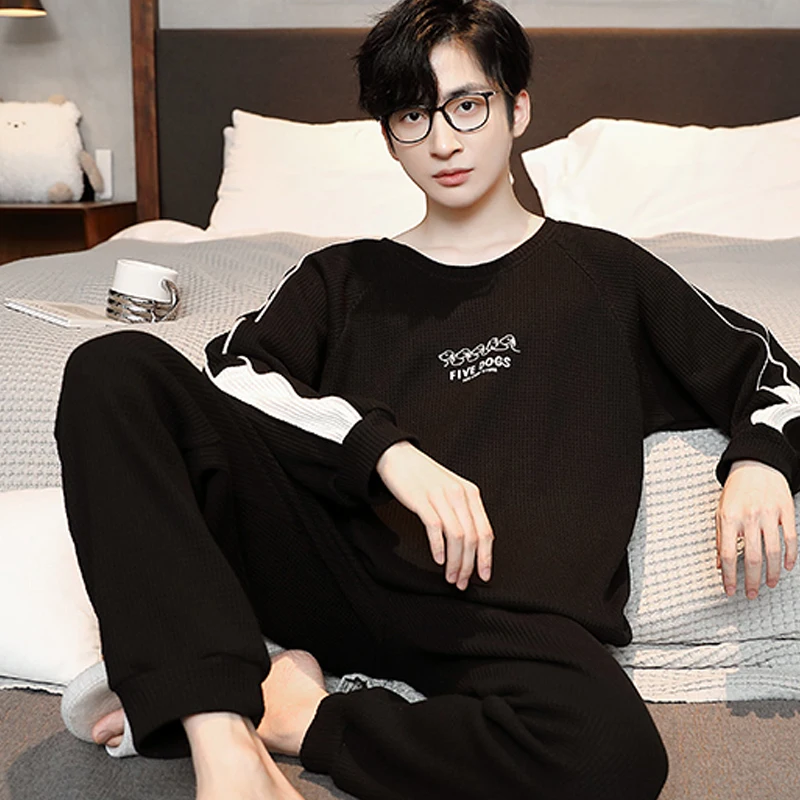 QUHENG Newest 2022 New Pajama Sets for Men Autumn Winter Cotton Chic Home Clothing Wear 2 Pieces for Man‘s Suit Pyjamas