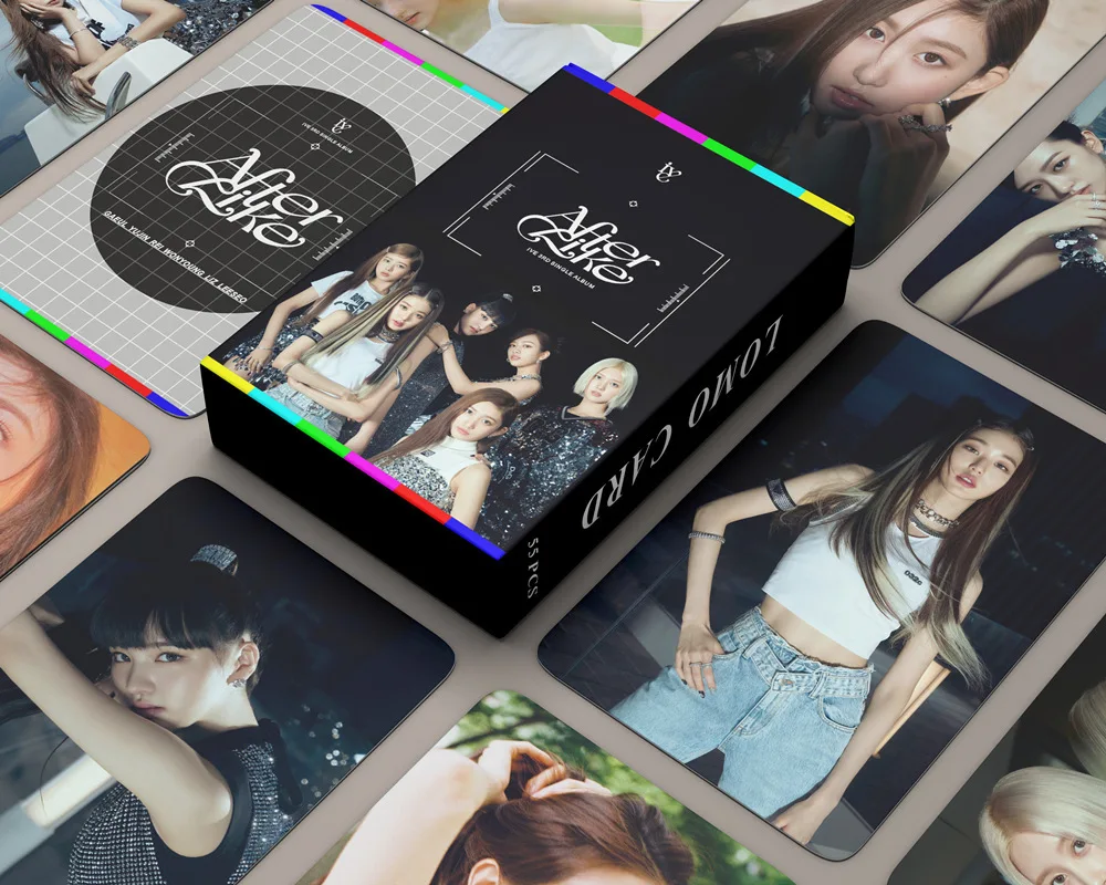 

55 шт. Kpop IVE новый альбом после слов ЛОМО маленькая карточка Wonyoung периферийная корейская мода Высококачественная открытка Поклонники подарки