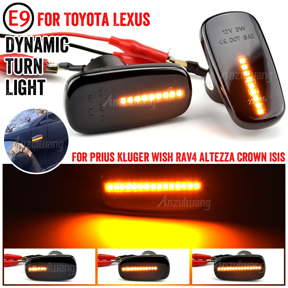 2Pc Dynamic LED Side Marker Light Tuan Signal Lamp For Toyota Altezza Wish Land Cruiser 200 Prado 120 WiLL Cypha VS Prius 2 RAV4