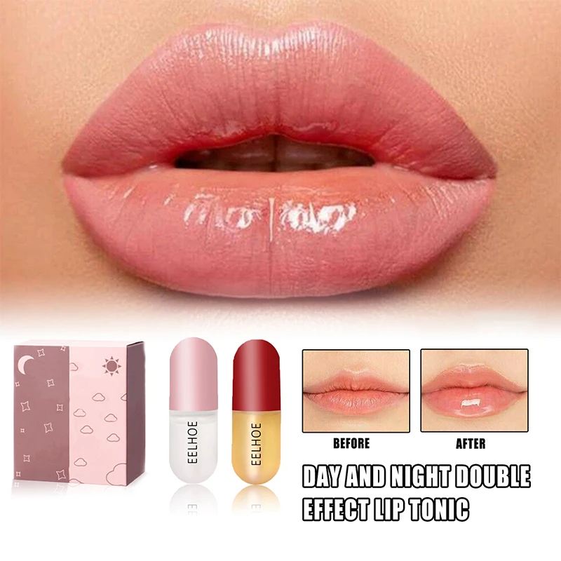 

2pc/set Day Night Instant Volume Lip Plumper Oil Clear Lasting Nourishing