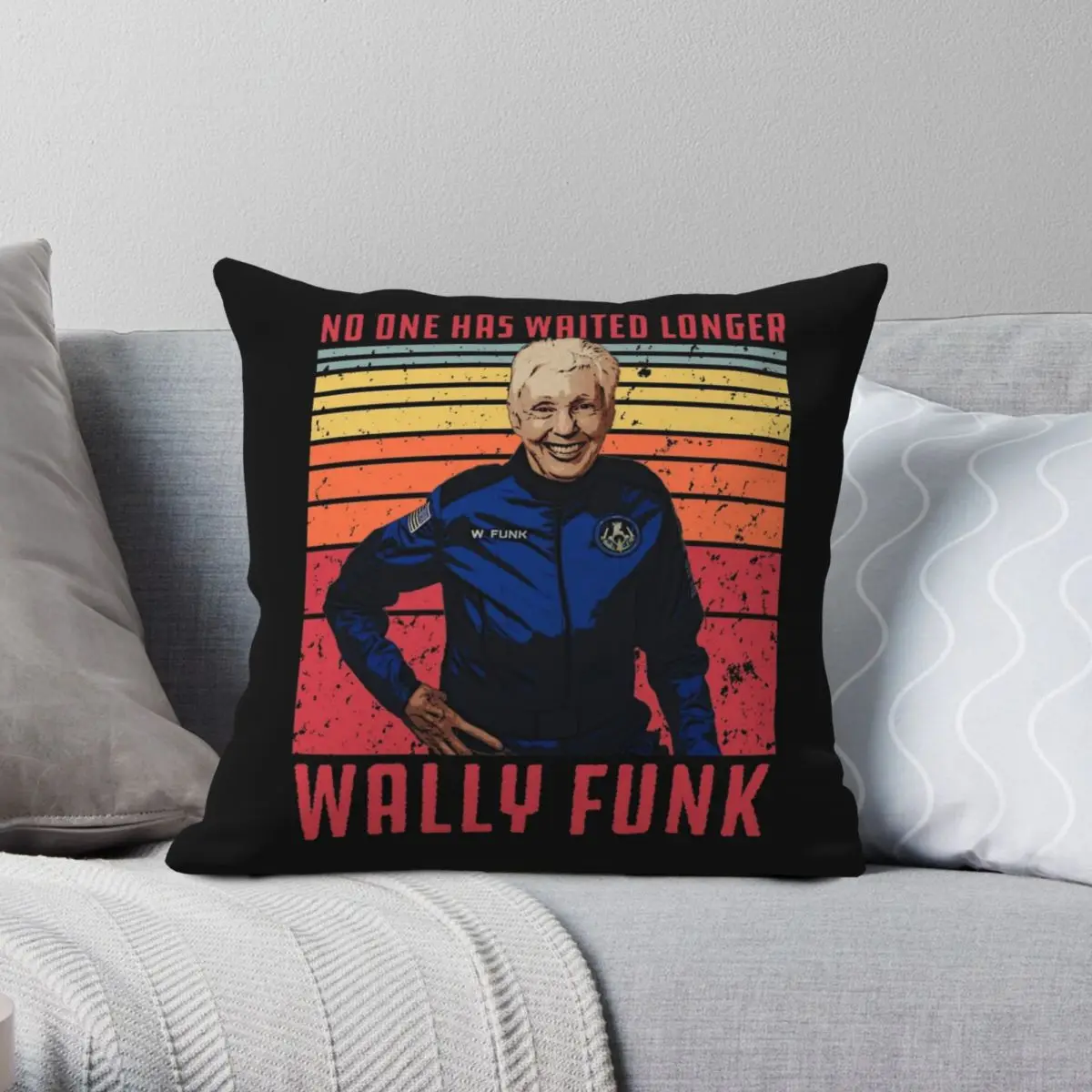 

Квадратная наволочка Wally Funk из полиэстера и льна, бархатная креативная Декоративная Наволочка на диванную подушку 45x45