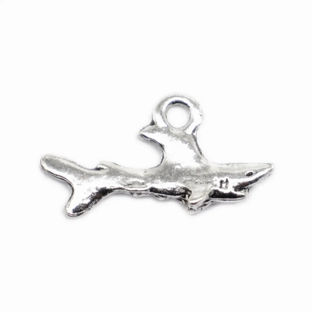 

Cute Shark Handmade Charm Charm Pendant 25X12mm Antique Silver Color 5 Pieces